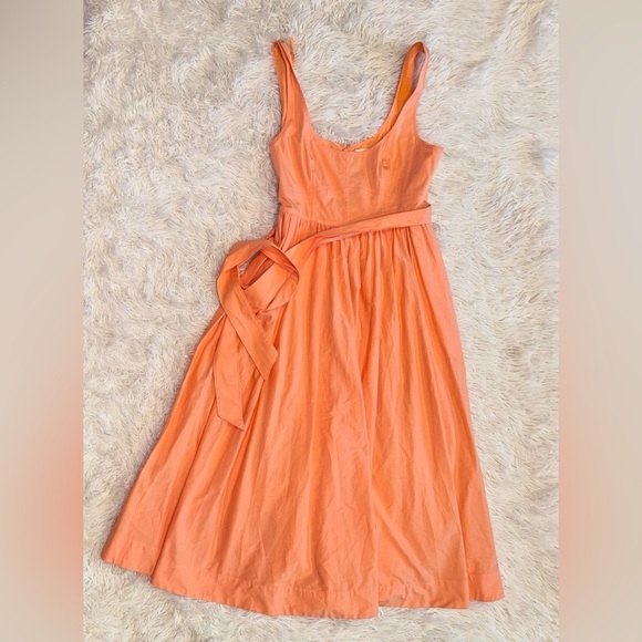 NEW Cinq à Sept Kilah Cotton Belted Midi tank Dress Marmalade Orange sz 10 - Picture 9 of 12
